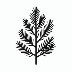 Pine Tree Branch Silhouettes in black on a white background