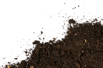 humus ground soil top view in border corner isolated on white or transparent png