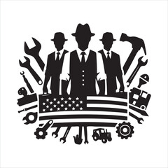 Labor Worker Silhouette Vector Art