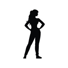 A slim woman stand simple minimal black silhouette