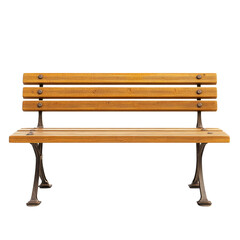 A sturdy wooden bench with a rustic finish against a clean transparent background, perfect for outdoor relaxation, Wooden bench on a transparent background