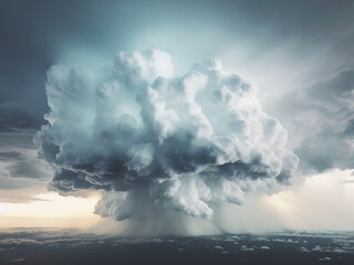 Fototapeta premium Rain cloud shifting from blue to gray reflecting the changing weather mood