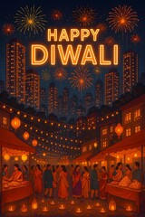 Minimalist Elegant Poster Happy Diwali 