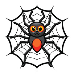 Halloween spider with net isolated clipart on white background