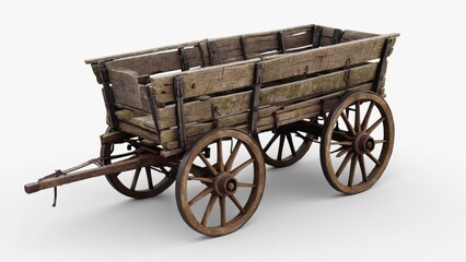 An old wooden wagon, reminiscent of the Wild West era. Its vintage design speaks to times of simpler living and hard work.