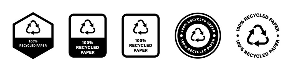 Recycled Paper sign - vector icons for paper packaging and boxes.