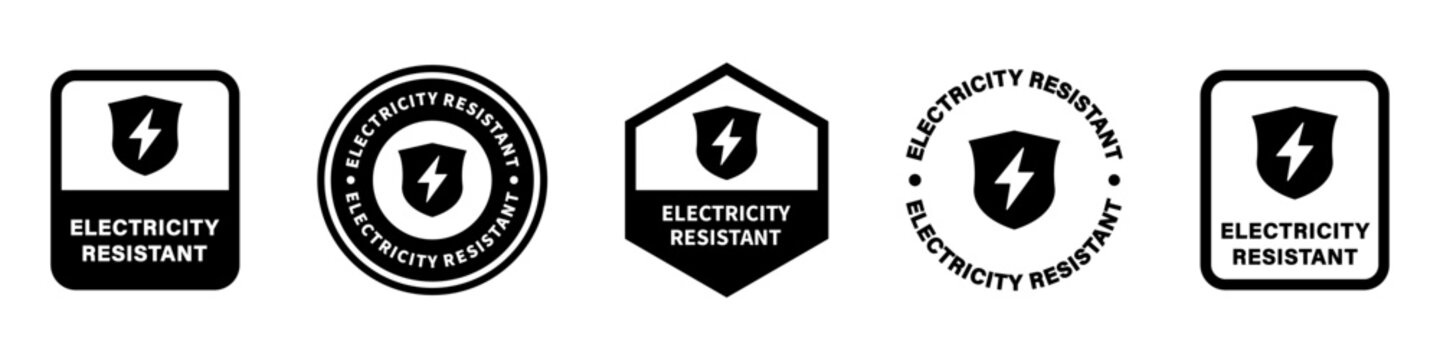 Electricity Resistant - vector signs for safety and protective clothing labels.