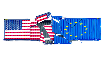 USA and European Union trade war concept,