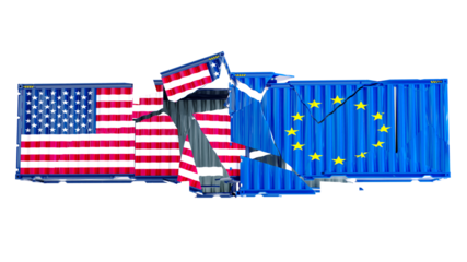 USA and European Union trade war concept,
