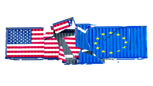 USA and European Union trade war concept, - Powered by Adobe