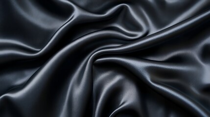 Obraz premium Elegant dark gray satin fabric draped luxurious soft texture background silk rich shiny cloth waves