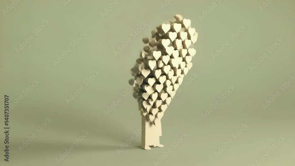 Aufkleber a poetic composition of a lone figure standing under a heart shape softly melding into the backgroun