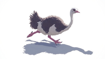 Obraz premium Running Ostrich against White Background