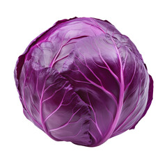 Obraz premium Fresh red cabbage isolated on a clean transparent background for culinary and healthy eating inspiration, Red cabbage isolated on transparent background