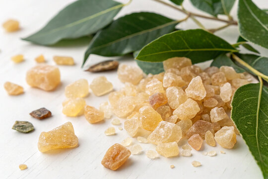 Styrax Resin for Smoking Fish and Meat, Aromatic Natural Ingredient on White Background