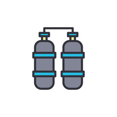 Oxygen tank colored icons, minimalist vector illustration ,simple transparent graphic element .Isolated on white background