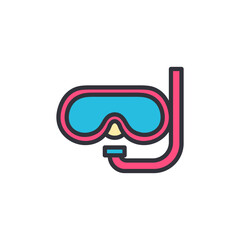 Snorkel colored icons, minimalist vector illustration ,simple transparent graphic element .Isolated on white background