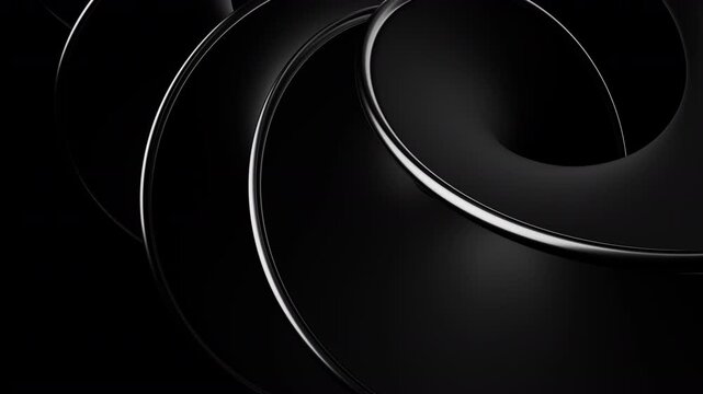 Abstract black futuristic swirl line. Looping animation background. 3d rendering not AI
