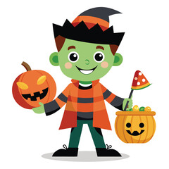 Halloween  trick-or-treating isolated clipart on white background