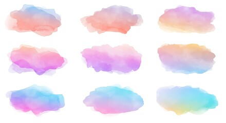 Pastel Watercolor Collection: Nine Delicate Gradient Clouds