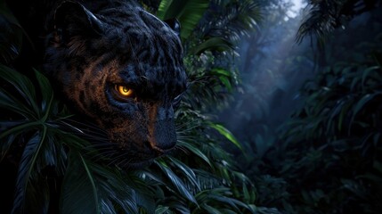 Obraz premium Dark Panther in Jungle Ambush