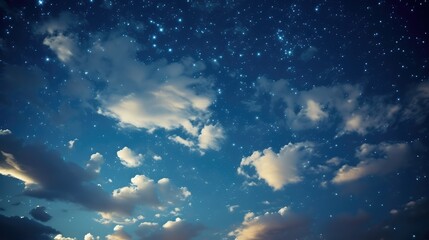 light night sky with clouds and stars