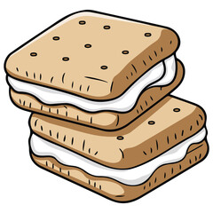 classic s'mores dessert chocolate marshmallow crackers isolated vector illustration on white background