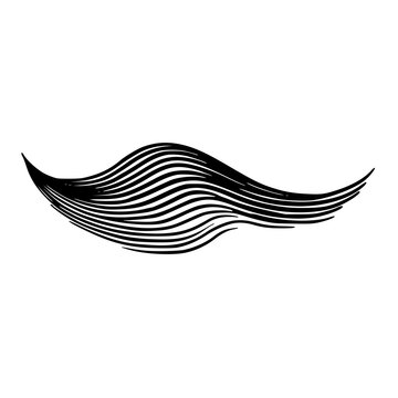 Abstract Wave Formed by Black Parallel Lines, Minimalist Design