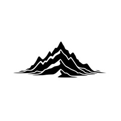 Minimalist Mountain Range Silhouette Illustration - Black and White Graphic
