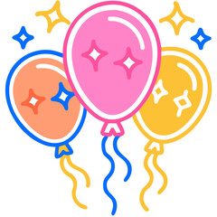 Clear background child character for mobile application: Colorful balloons with sparkles for mobile game design  