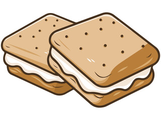 graham crackers melted marshmallow chocolate layers isolated vector illustration on white background