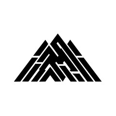 Abstract Mountain Logo: Black Geometric Shapes, Minimalist Design