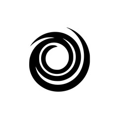 Abstract Swirling Circle Icon, Black and White, Minimalist Design