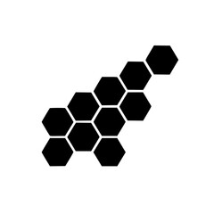 Abstract Black Hexagons on White Background, Minimalist Design