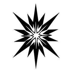 Black Geometric Starburst on White Background