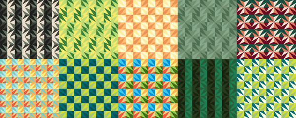 Fototapeta premium Print Collection of Colorful Summer multicolor Abstract Seamless repeating patterns textured geometric background vector modern wallpaper, tile , graphic element, fabric, textile cards, covers .