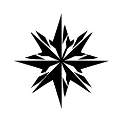 Obraz premium Geometric Black and White Starburst Logo on White Background
