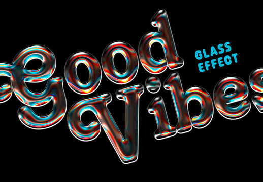 Bright Glass Chrome Effect Mockup