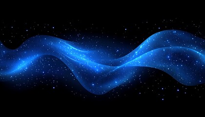 Abstract Blue Waves on Dark Background