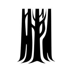 Stylized Black Forest Silhouette on White