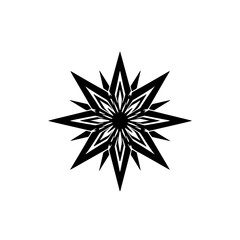 Black Geometric Starburst Design on White Background