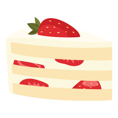 Piece of birthday yogurt cake with strawberries