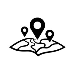 Minimalist Map with Location Markers, Vector Illustration