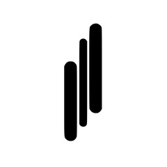 Minimalist Abstract Black Lines Graphic with Shadow, Isolated