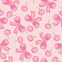 pink ribbon and cherry pattern design