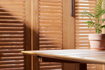Sunlight and Shadows in a Cozy Wooden Interior.