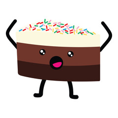 Funny cartoon character piece of birthday cake