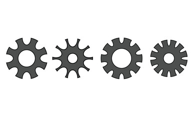 Set of setting icon buttons in grey colors isolated on white background. Vector illustration, EPS editable file.