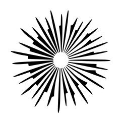 Obraz premium Black and White Sunburst Design, Geometric, Abstract, Vector Illustration