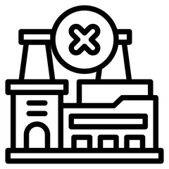 factory, industry, shutdown, crisis, recession Icon, Line style icon vector illustration, Suitable for website, mobile app, print, presentation, infographic and any other project.